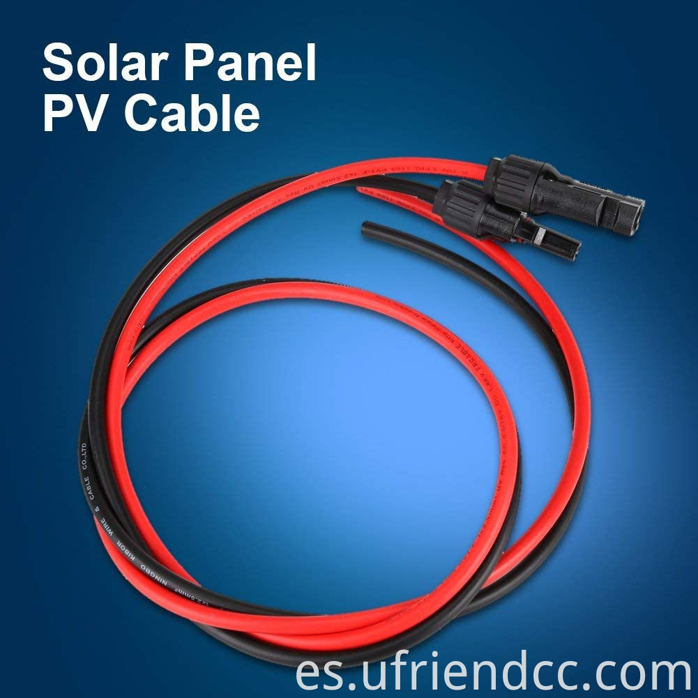 Cable de extensión del cable pv solar 2.5 mm Par de panel solar DC1000V 30A para la estación de energía solar conector fotovoltaico y caja de unión fotovoltaica